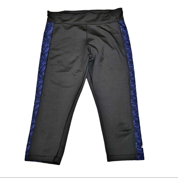 ADIDAS CLIMALITE Activewear capri leggings Workout Black Royal blue Drifit Large - Picture 6 of 8